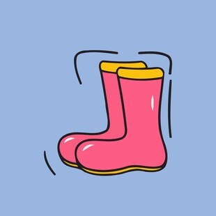 粉色雨靴插画