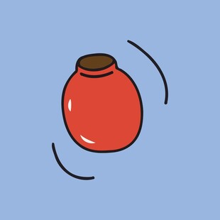 红色陶罐的动态插画