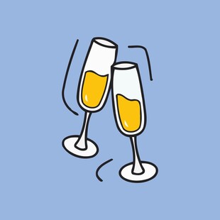 举杯欢庆的香槟酒杯