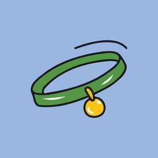 绿色宠物项圈带金色吊饰