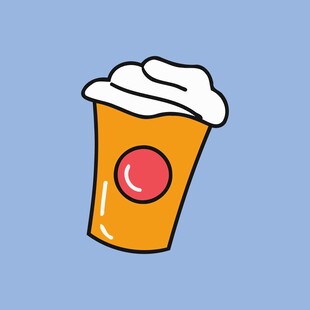 卡通风格的奶油咖啡杯