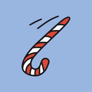 手绘条纹拐杖糖