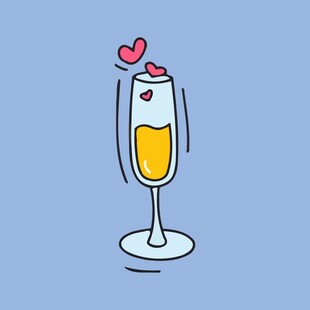 爱心香槟杯插画