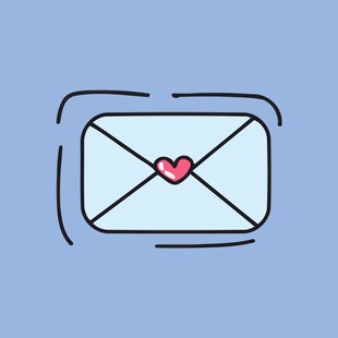爱心信封插画