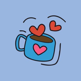 爱心咖啡杯插画