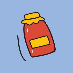 红色果酱瓶的卡通形象