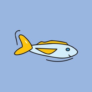 蓝色背景上的卡通小鱼