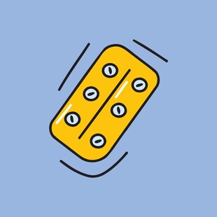 黄色药片包装插画