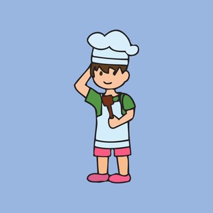可爱小厨师敬礼形象