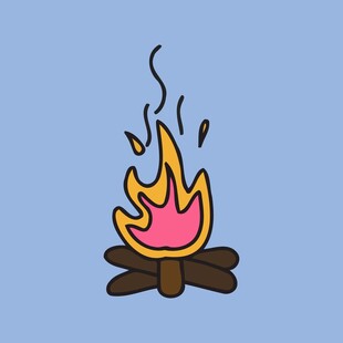 手绘卡通篝火