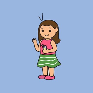 穿条纹裙的可爱小女孩