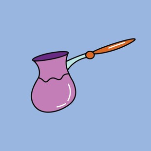 紫色咖啡壶插画