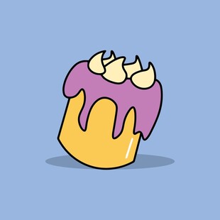 卡通紫色淋酱小蛋糕