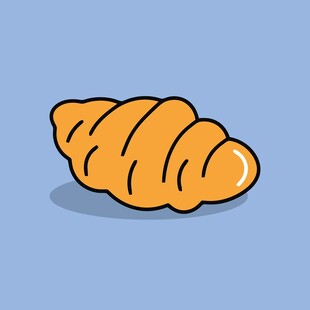 卡通风格的美味牛角面包