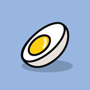 卡通风格的半颗水煮蛋