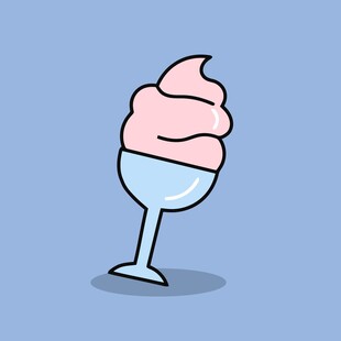 卡通风格高脚杯装冰淇淋