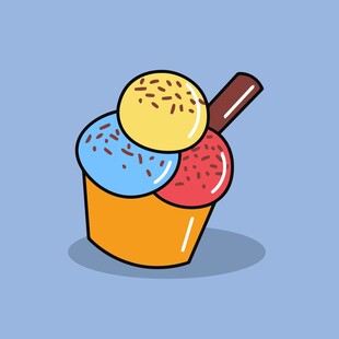 彩色冰淇淋杯插画