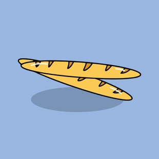 两根卡通法棍面包