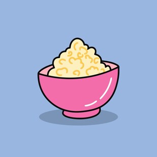 粉色碗中的爆米花