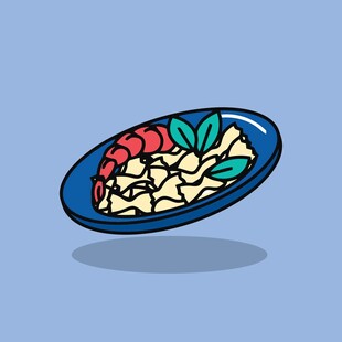 蓝色盘中的美味食物