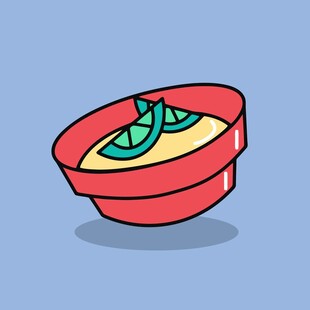 红色碗装的绿色装饰食物