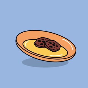 盘子里的两块深色食物