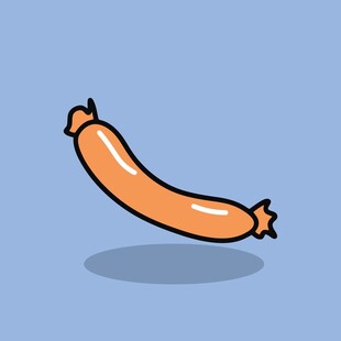 卡通风格的弯曲香肠