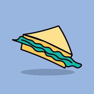 卡通风格的美味三明治