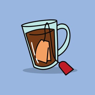 卡通风格的一杯袋泡茶