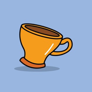 橙色卡通咖啡杯