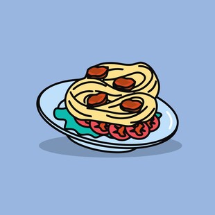 卡通风格美味意大利面