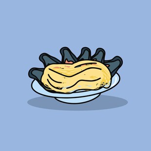 卡通风格的一盘美味面食