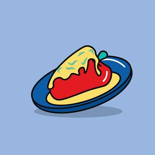 卡通风格美味芝士披萨