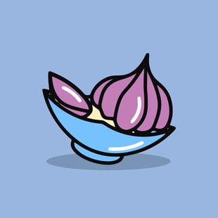 碗中紫皮大蒜插画