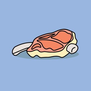 卡通风格的美味牛排