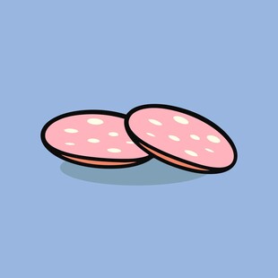 两片美味香肠切片