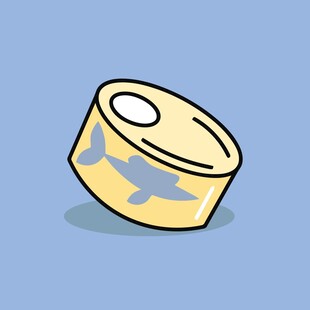 卡通风格的倾斜罐头