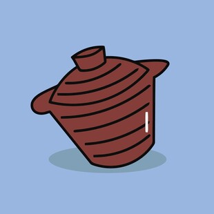 卡通风格棕色陶罐