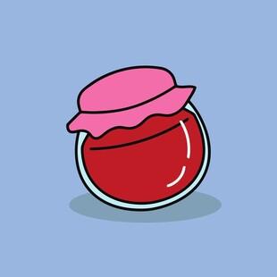 戴粉帽的果酱罐子