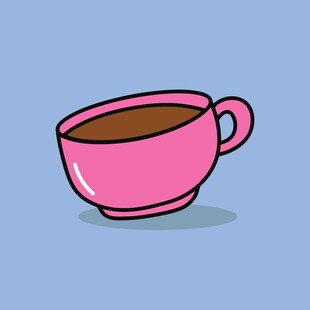 粉色咖啡杯插画