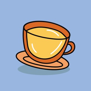 卡通风格的一杯热茶