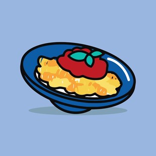 卡通风格番茄盖饭插画