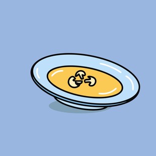 碗中盛着黄色食物与装饰