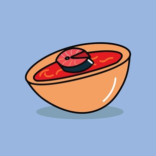 卡通风格番茄碗中寿司