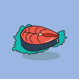 卡通风格的三文鱼切片