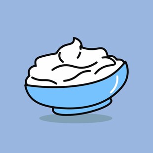 蓝色碗中的奶油插画