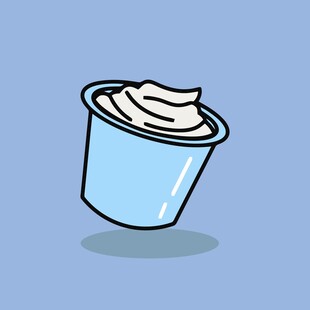 蓝色杯装奶油插画