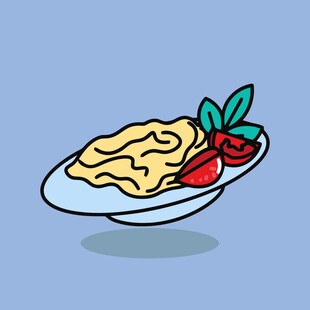 美味意面配番茄与绿叶