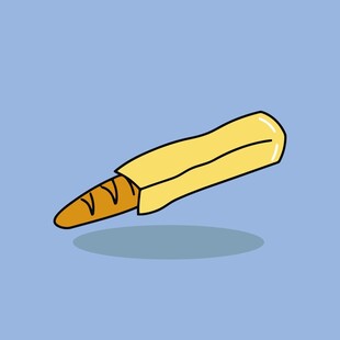 卡通风格的长条形面包