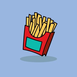 卡通风格的红色薯条盒